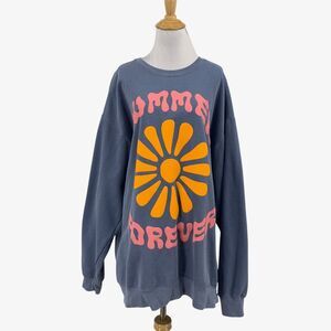 Skull House Sweatshirt Womens XL Extra Large Blue Fleece Lined Summer Forever